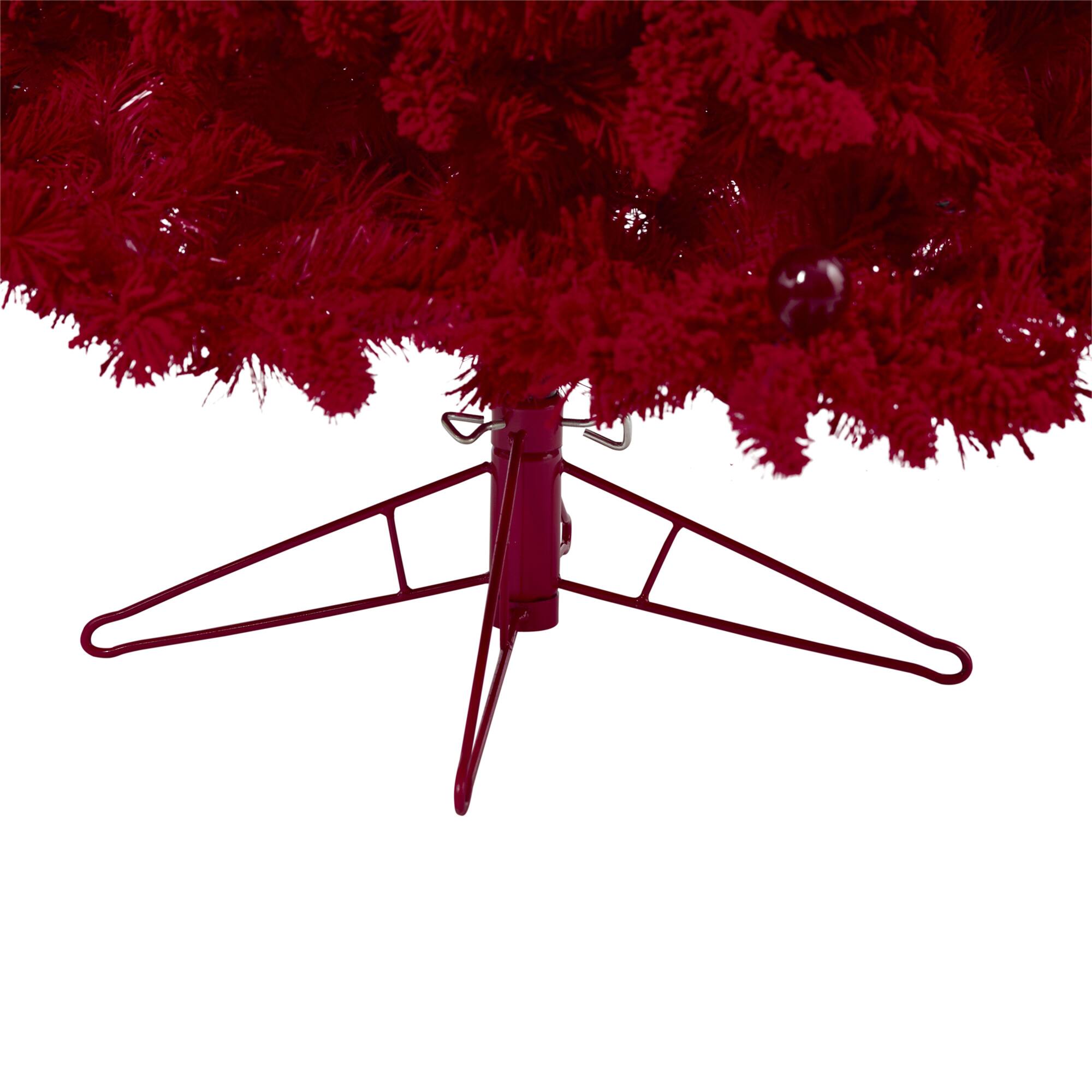 7ft. Pre-Lit Red Fraser Fir Artificial Christmas Tree, Red Lights